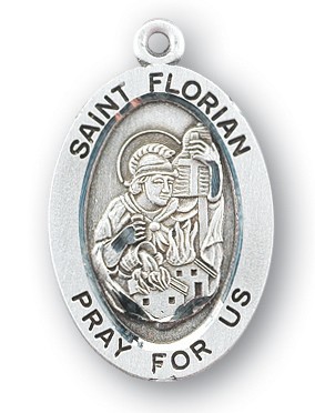 Saint Florian Oval Sterling Silver Medal